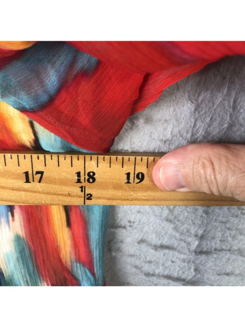 Vintage Collection Tunic Top Womens L Multicolor Abstract Ruffle Chiffon Boho - Picture 3 of 16